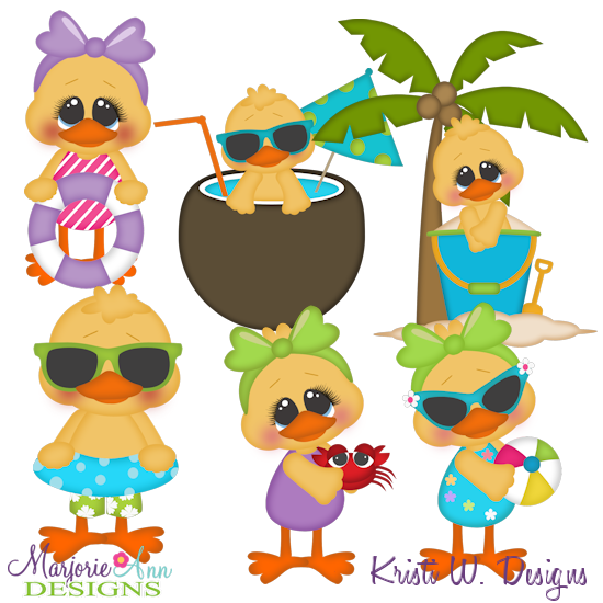 Ducks On The Beach SVG Cutting Files + Clipart - Click Image to Close